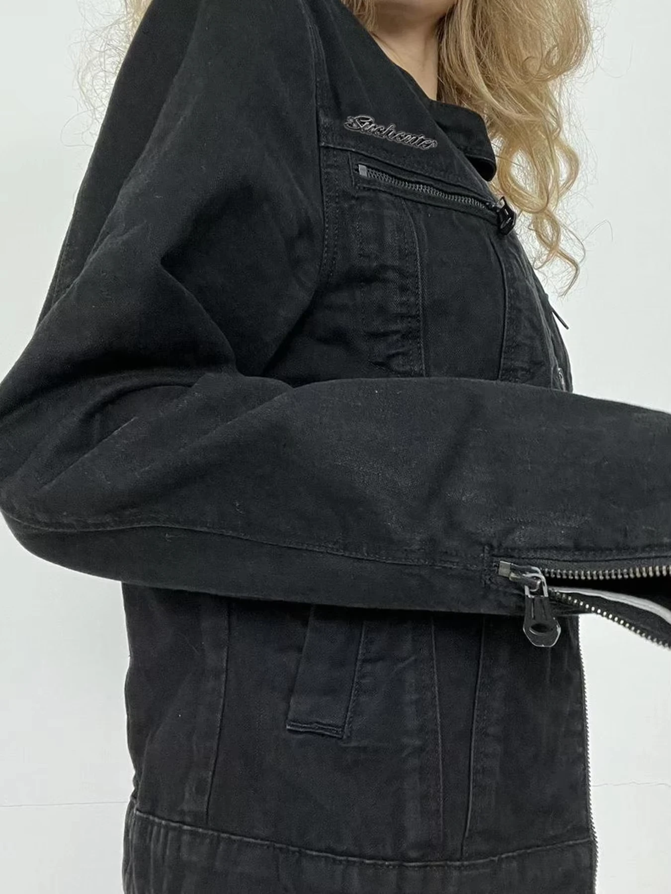 سترات من قماش الدنيم بسحاب مزدوج من Streetwear، ملابس خارجية كلاسيكية بأكمام طويلة، معاطف نسائية على طراز Harajuku Cargo