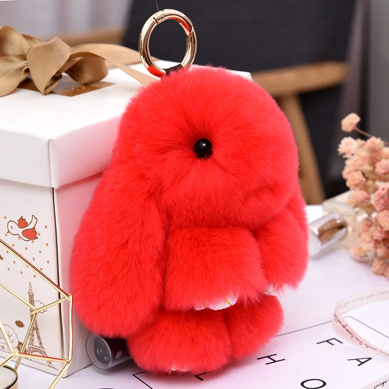 Fluffy Real Rabbit Fur Pompon Bunny Keychain Trinket Women Toy Pom Pom Rabbit Key Tags For Girls Bag Car Key Chain Jewelry Gifts