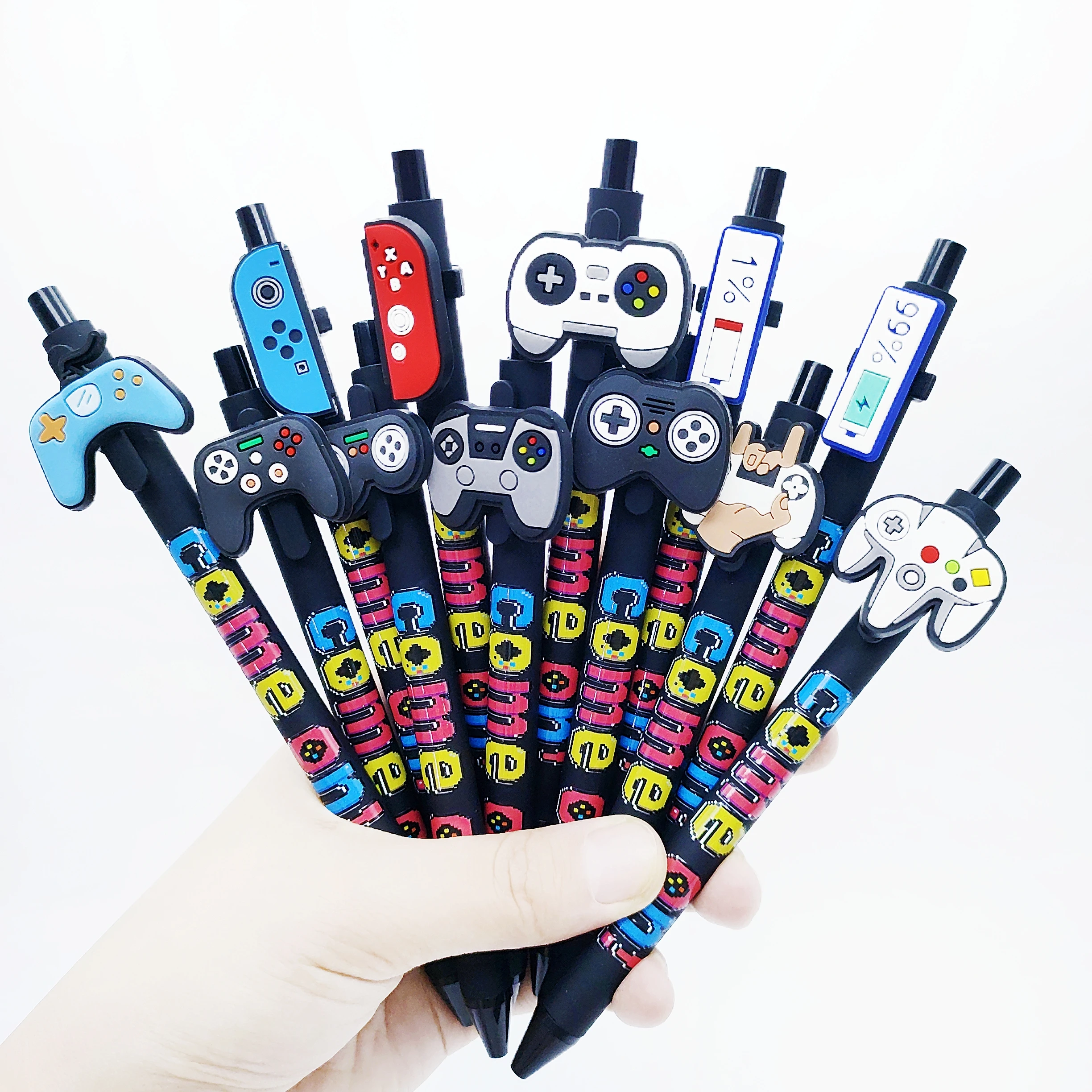 6/12/24 PCS game console handle theme ballpoint pen, suitable for office, study, school writing press neutral pen.