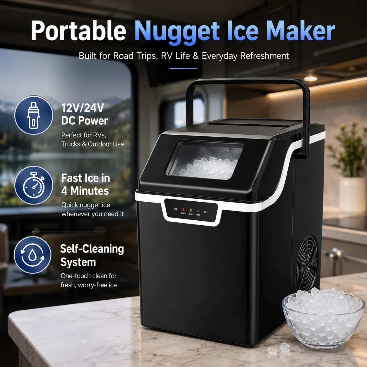 New Style in Stock Portable Ice Maker Machine Automatic Electric Household Mini Home Ice Maker Ice Making Machine With Portable