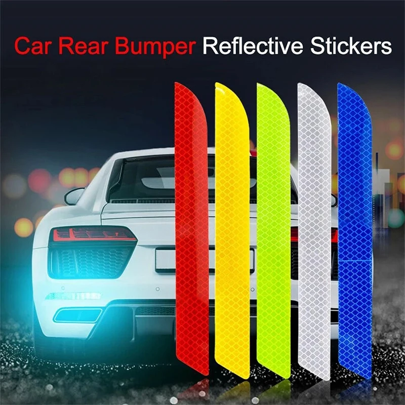 2pcs/set Car Bumper Reflective Safety Strip Stickers Car Rear Bumper Reflective Sticker Reflective Warning Safety Tape