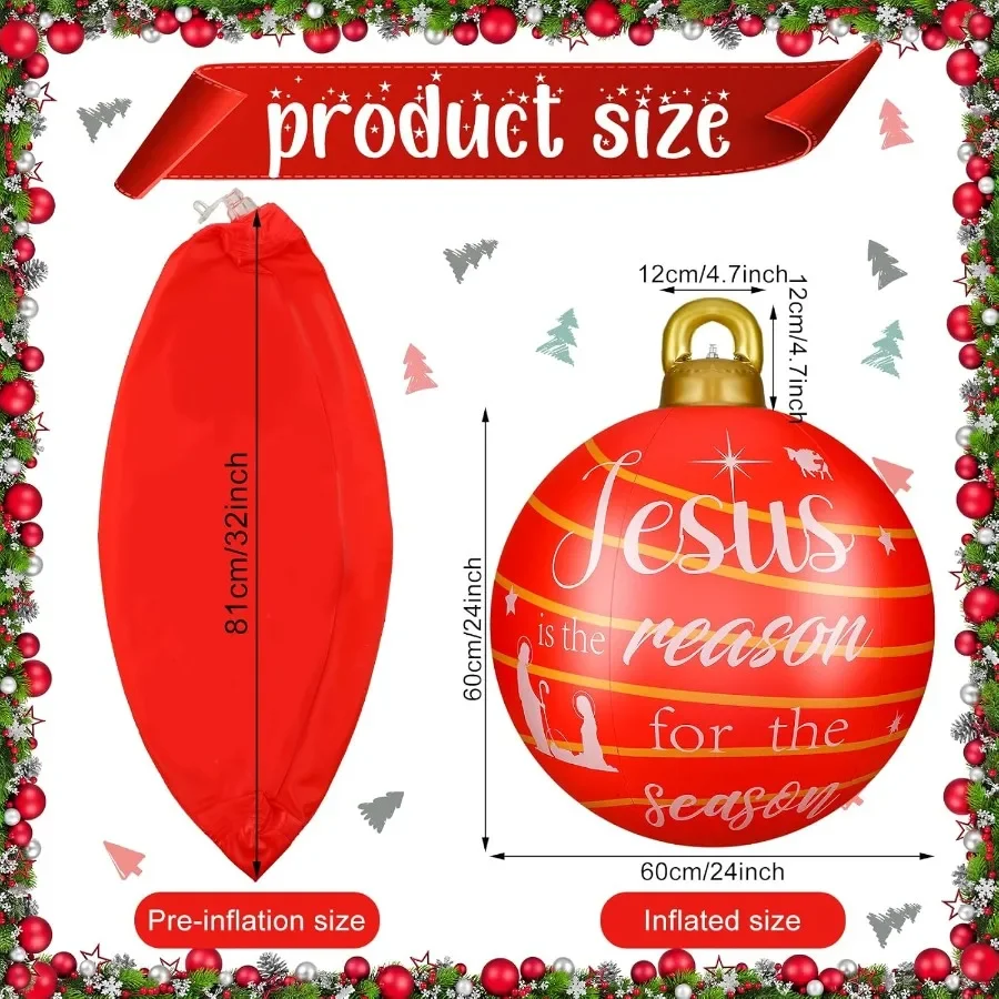 2 قطع 32 بوصة العملاق البلاستيكية نفخ عيد الميلاد زينت الكرة الحلي للخارجية عطلة زينة كبيرة عيد الميلاد ضربة الكرة D