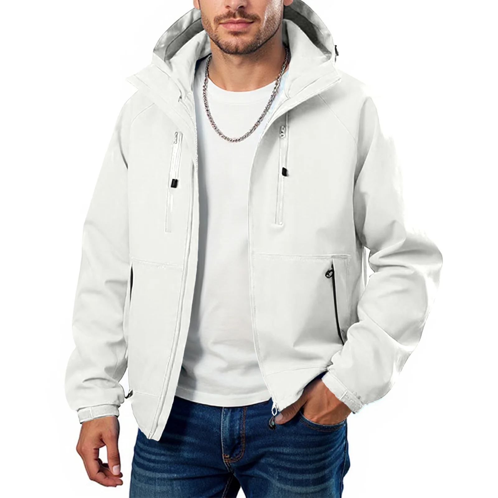 سترات التنزه الخريف سترة واقية مقاومة للماء الرجال التخييم في الهواء الطلق معاطف النساء تسلق يندبروف السترات التخييم معطف مقنع #3