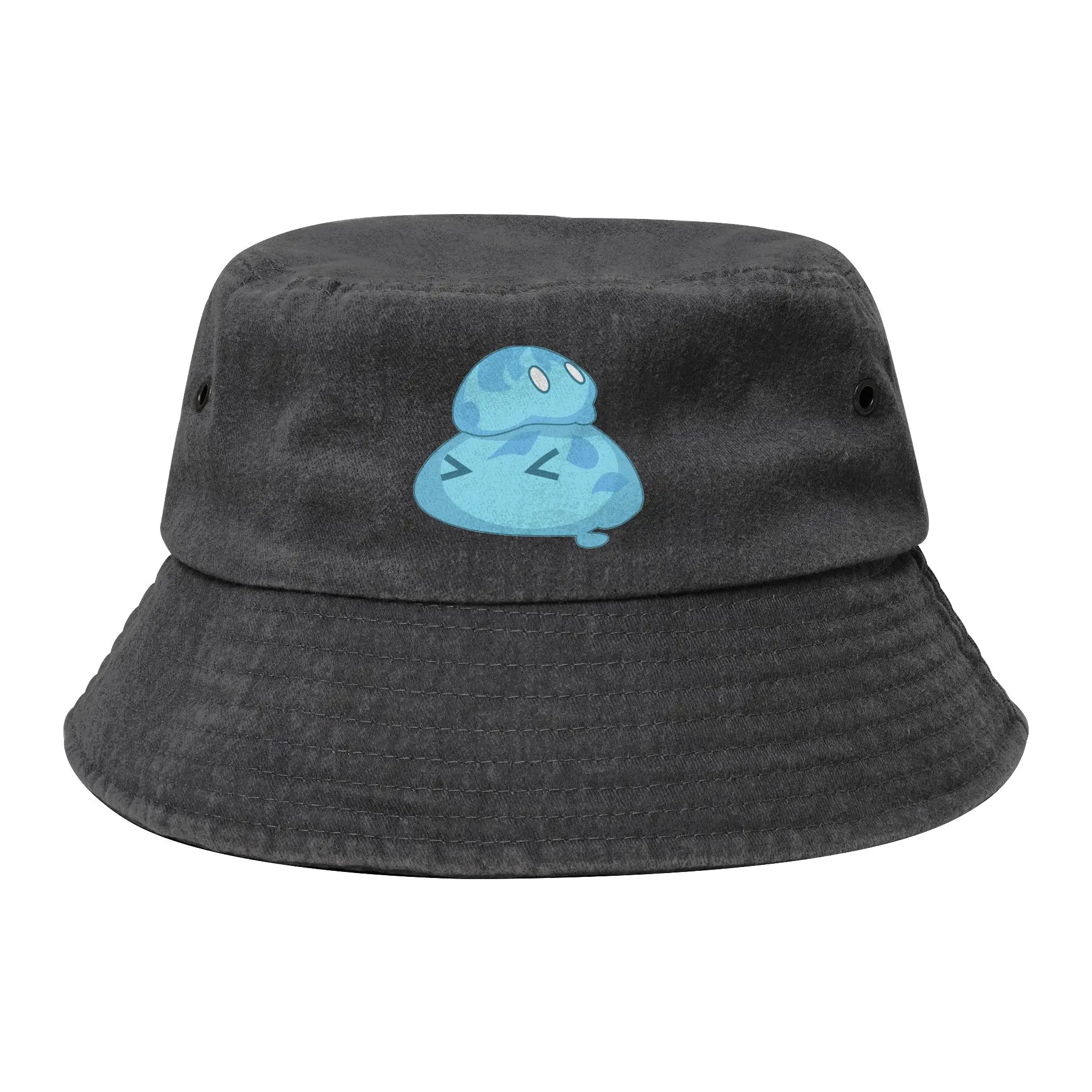 Genshin Impact Slime Bucket Hat for Teen Vocation Paimon Anime Game Distressed Denim Washed Sun Hats for Fishing Fisherman Caps