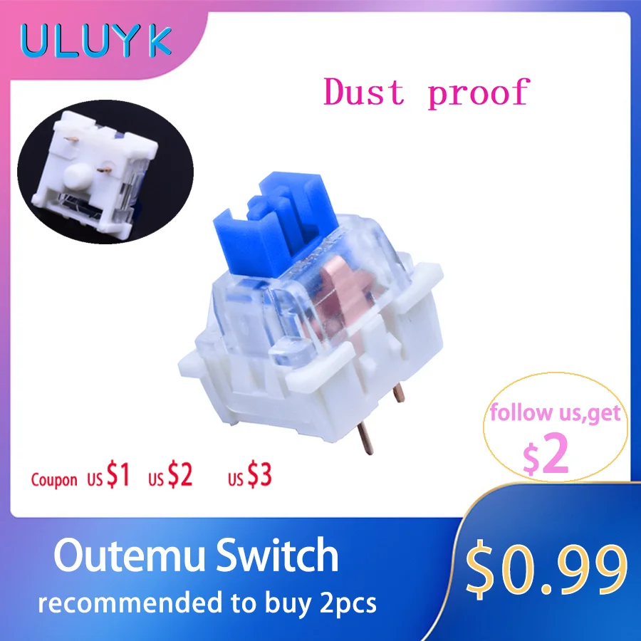 Interruptor original de outemu para mecânico keyboar rgb dustproof silencioso 3pin clicky linear tátil smd jogo compatível mx interruptor