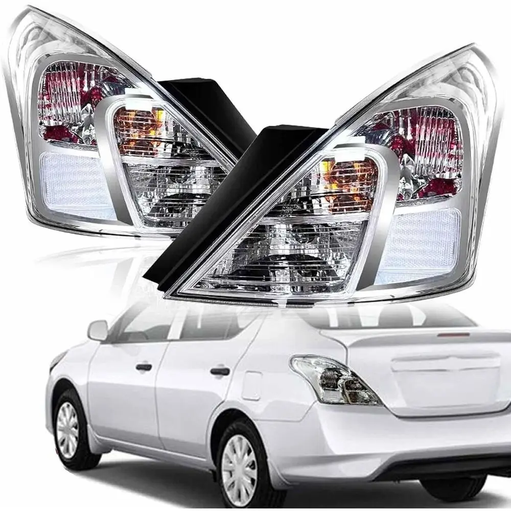 Halogen Tail Light Assembly Compatible with 2012-2019 Nissan Versa Sedan - Direct Fit Replacement w/Bulbs, Waterproof - Driver &