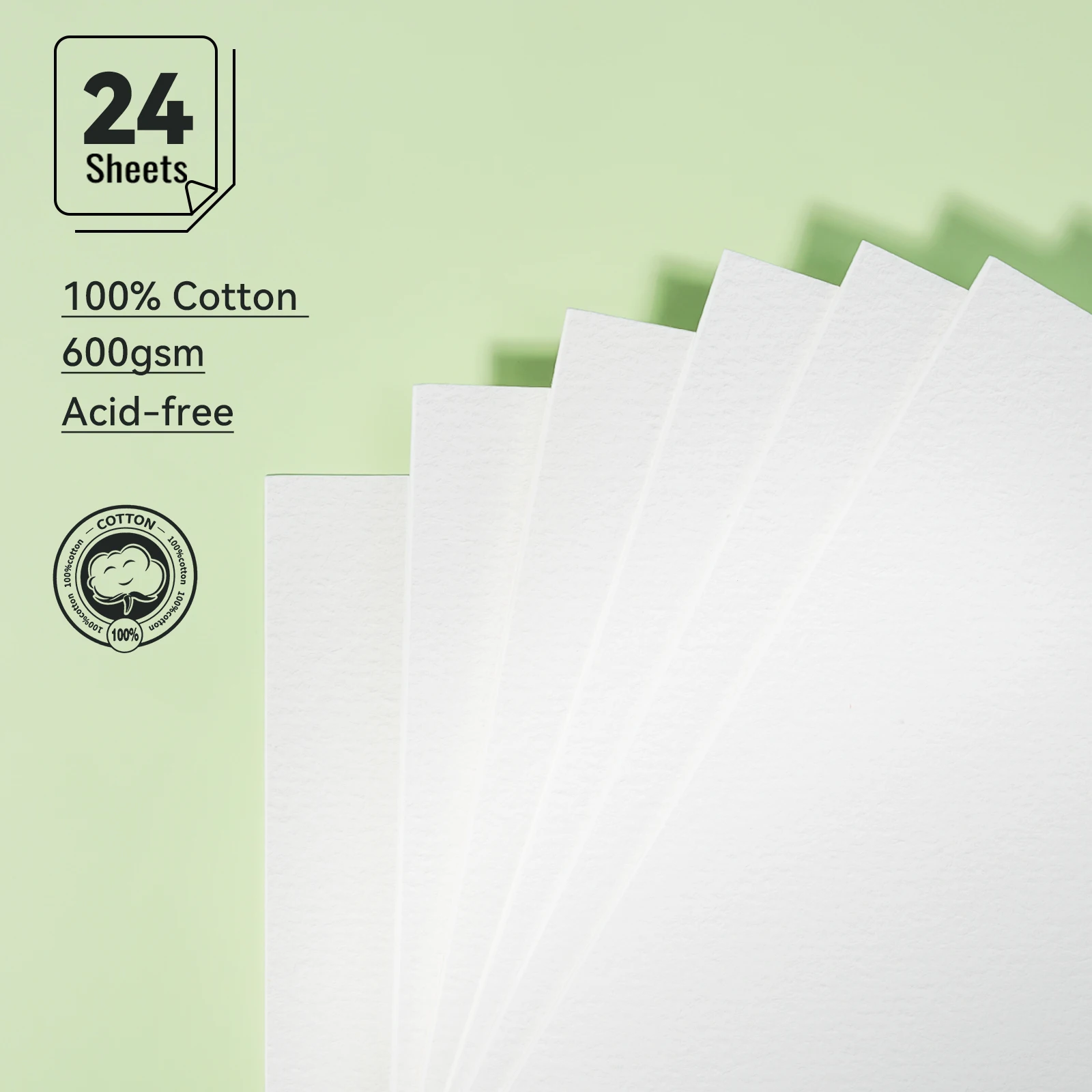 2 Packs A5 600g 100% Cotton Loose Leaf Watercolor Paper - 12 Sheets/Set, Thick No Warping, High Absorbency for Artists & Student