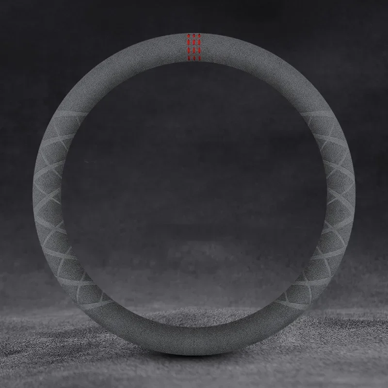 Suede Cover for All Seasons Auto Steering Wheel Cover Ultra-thin Non-slip D-shaped Round Breathable Car Steering Wheel Protector