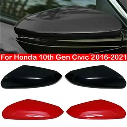 For Honda 10th Gen Civic 2016-2021 Car Replacement Rearview Side Mirror Cover Wing Cap Exterior Door Rear View Case Trim Black