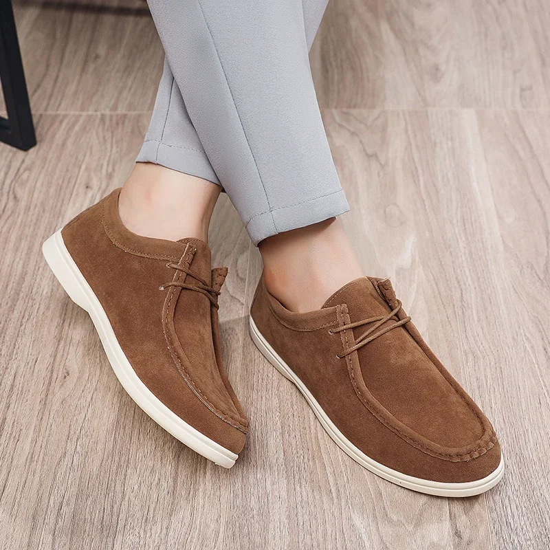 Men Platform Slip-on Men's Driving Shoes Lightweight Leisure Men Shoes Fashion Khaki Casual Shoes For Men Suede Leather Loafers