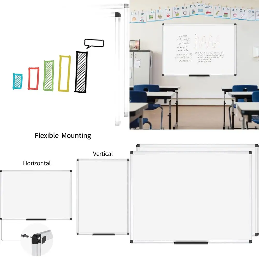 

Double Pack 48x36 Inch Non-Magnetic Whiteboards, Wall-Mounted for School, Office, Home Use