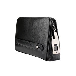 Men's Fingerprint Lock Bags for men Leather Hand Bag Male Long Money Wallets Mobile Phone Pouch Men Messenger Bag Anti-Theft