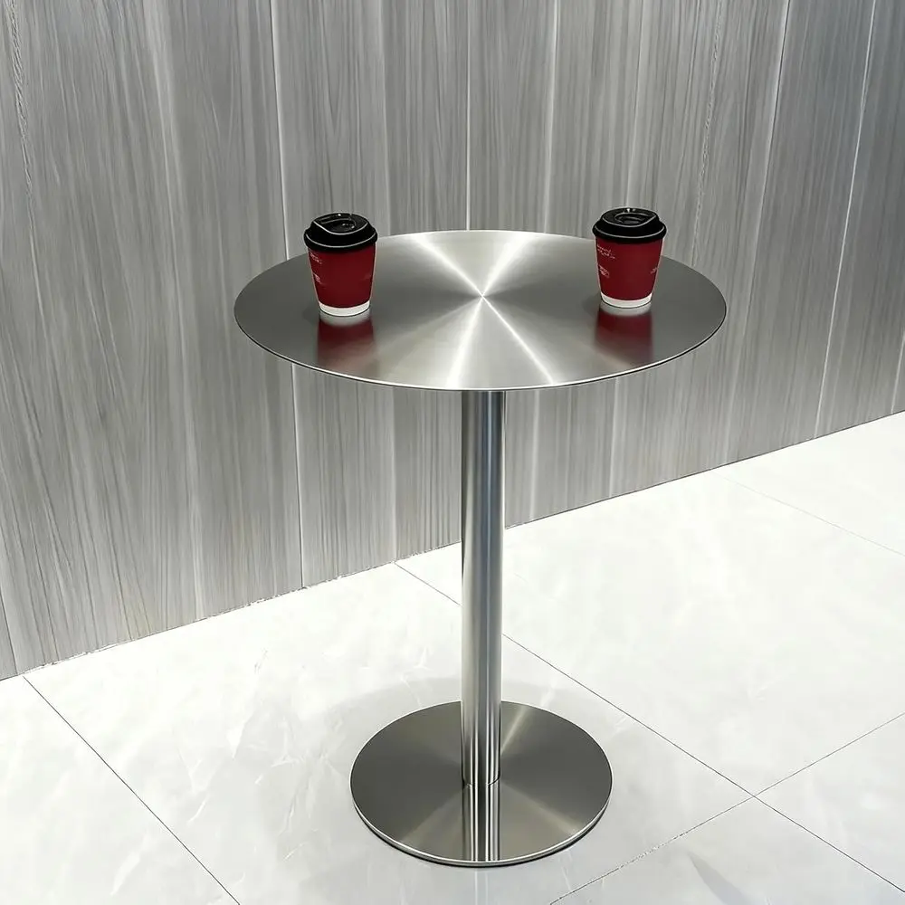 

ern StainlSteel Round Dining Table，Living Room Side Table，Kitchen Breakast Desk,or Cae, Home, Dining Room，Bar Pub(Round,40cm/15.