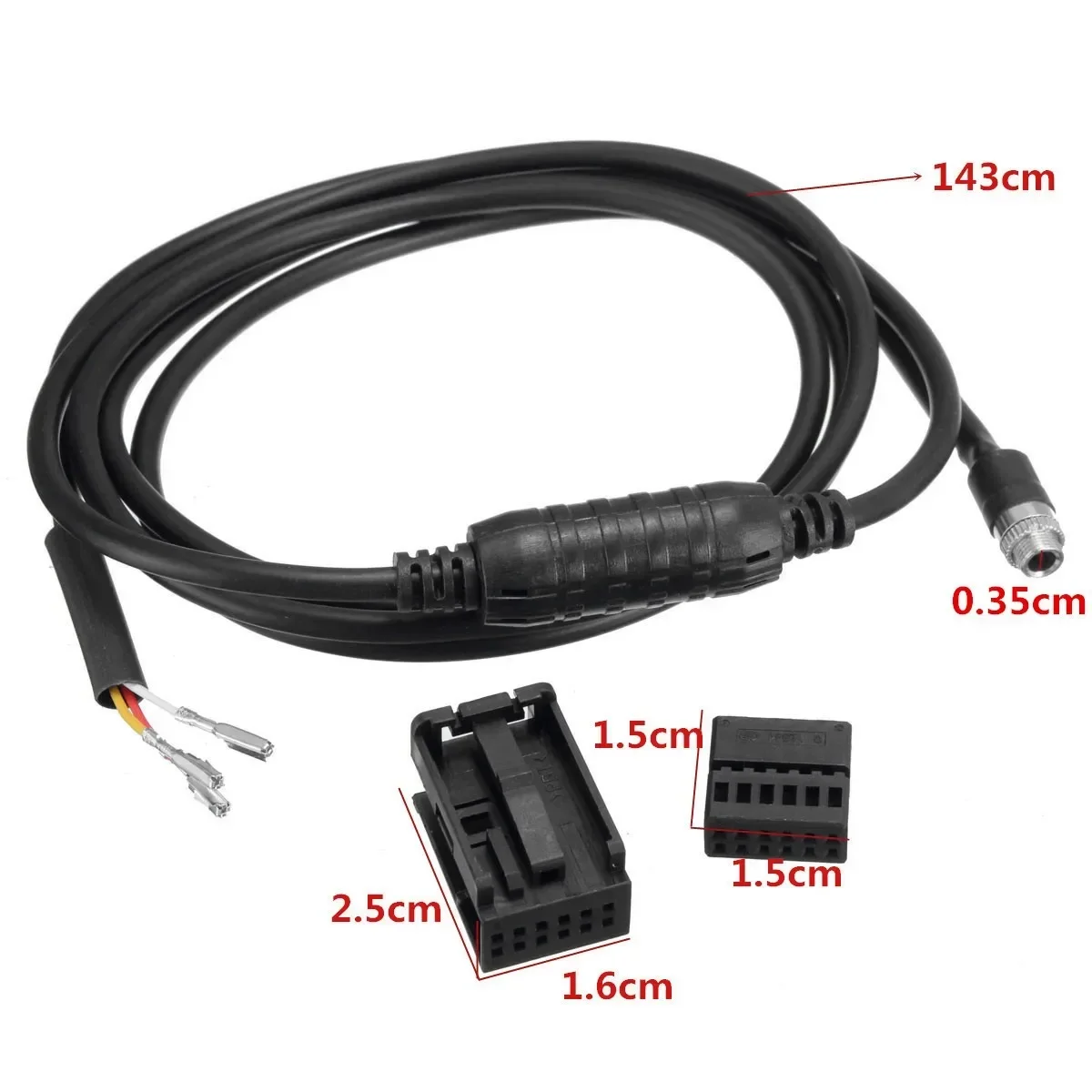 For BMW E60 E63 5 6 Series 3.5MM 12PIN AUX Auxiliary Wire Black Audio Female Music Cable