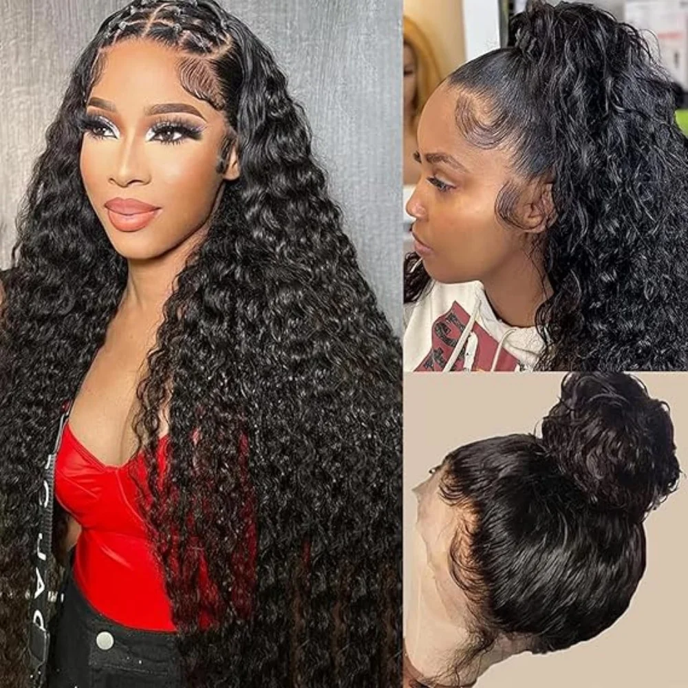 

Deep Wave Lace Front Wig Human Hair 30 Inch 200 Density 13x4 HD Lace Frontal Wigs Human Hair Pre Plucked Deep Curly Glueless Wig
