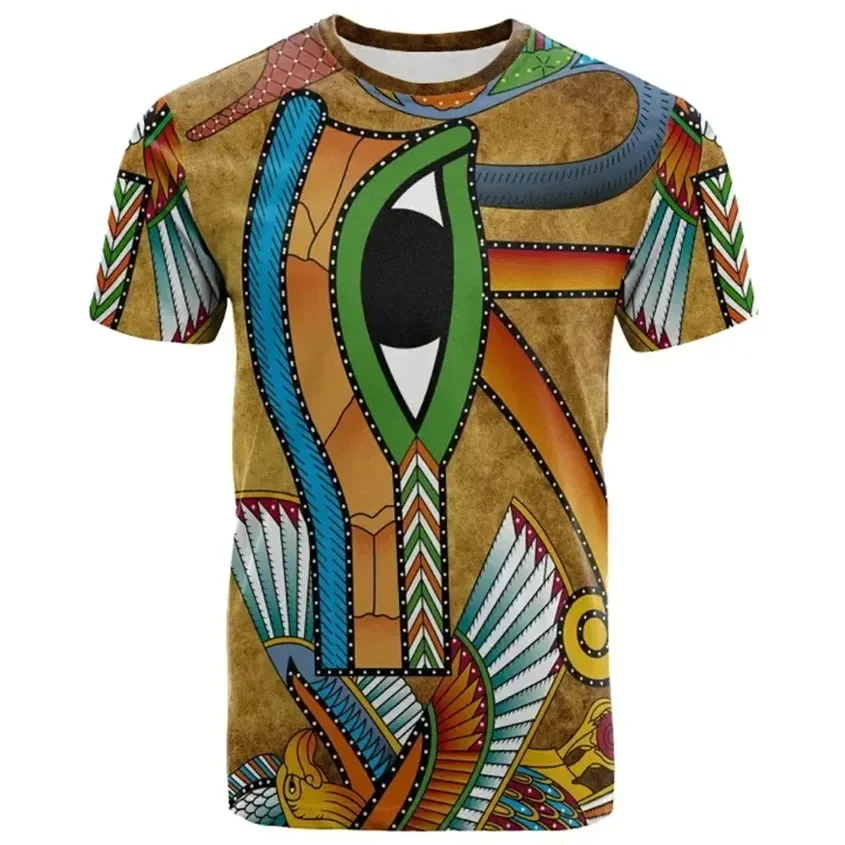 Fashionable Egyptian Wind Pictures For Men's T-Shirts Trend Digital Printing Casual Round Neck Short Sleeved Tops