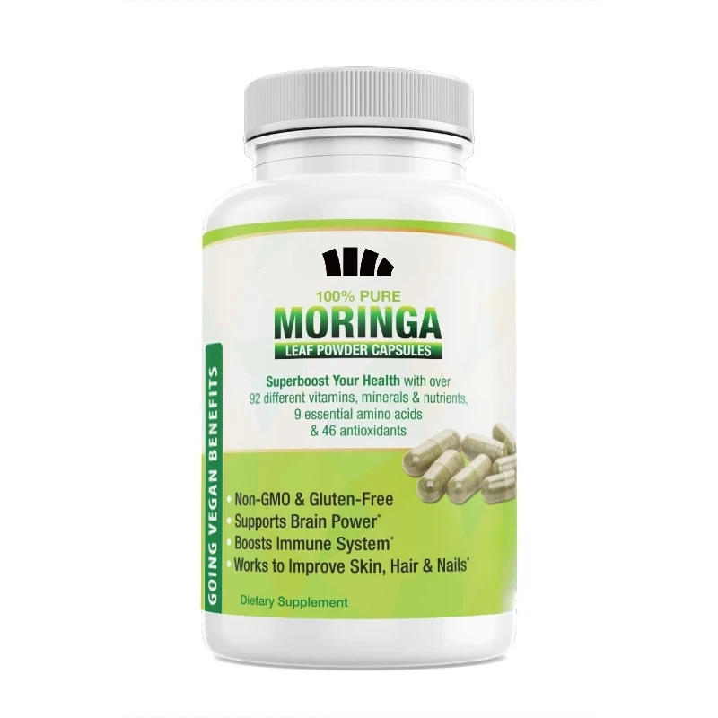 Pure Moringa Leaf Extract Vegetable Capsules 1000mg. Natural Herbal Supplements. Energy Support