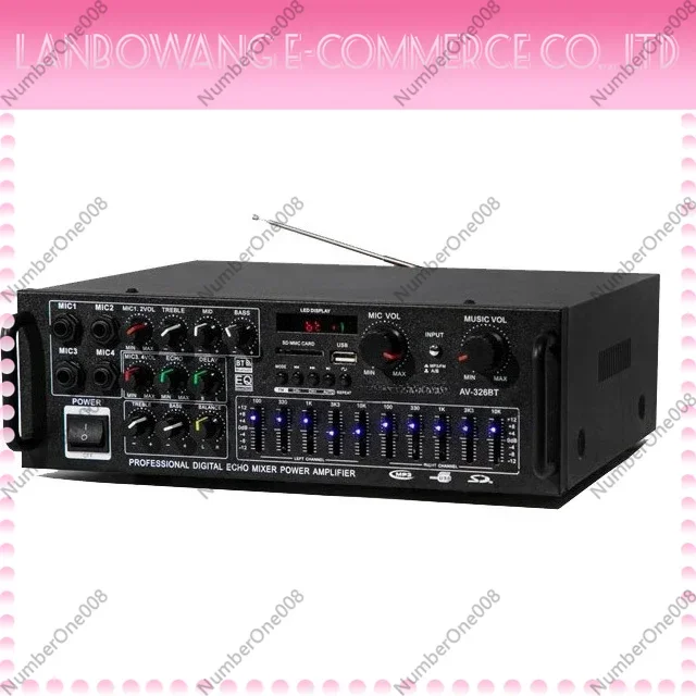 Durable  High-power Household Power Amplifier 12V/220V Bluetooth EQ Equalizer Car Outdoor Karaoke Dual-purpose Power Amplifier