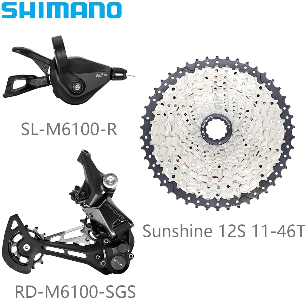 

Переключатель передач Shimano M6100 1x1 на 2 скорости, 12 В, правый рычаг переключения передач SGS, солнечный свет, кассета 46T/50/52T для горного велосипеда