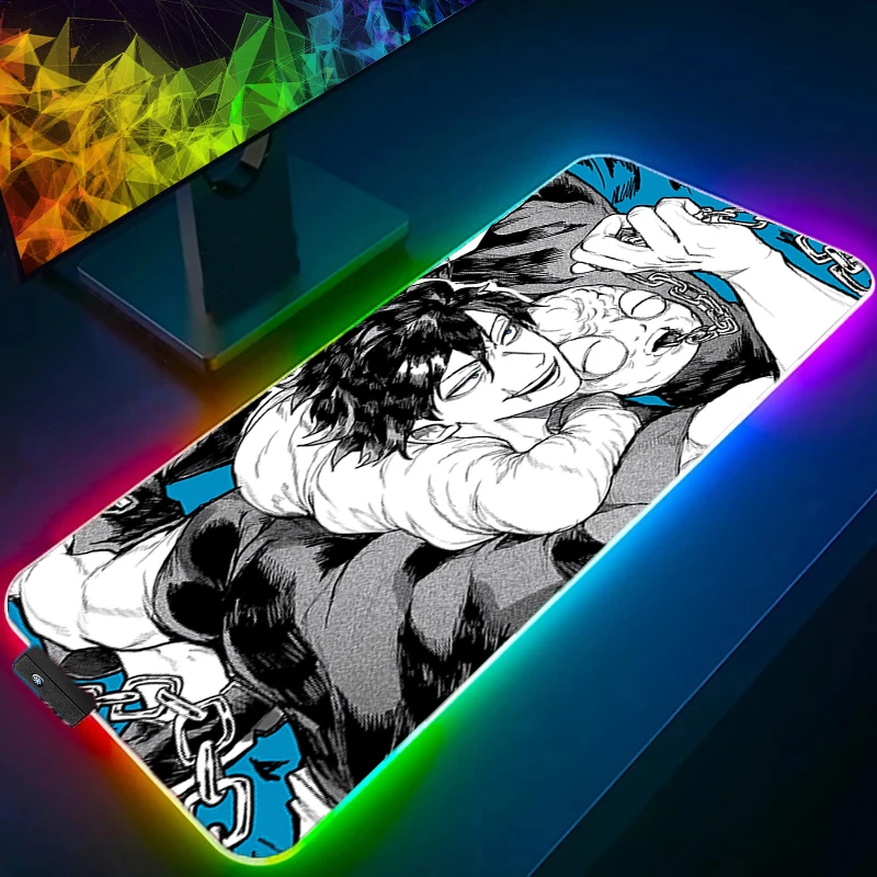 

RGB Mouse Pad jujutsu Kaisen Toji Fushiguro Larger Backlight Speed Pc Computer Keyboard LED Desk Mat Gaming Accessories Mousepad