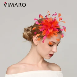Vimaro Orange Feather Fascinators For Women, Tea Party Kentucky Derby Hats For Women Fascinator Hat