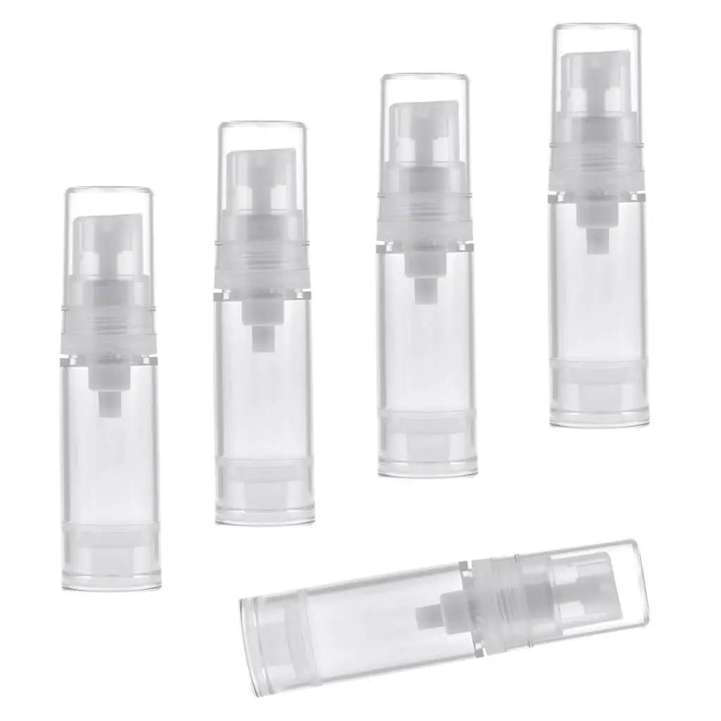 Refillable Plastic Pump Bottle Tubes Clear Airless Dispensing Container for Makeup Lotions and Essential Oils