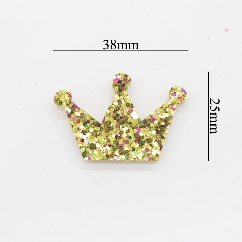 20Pcs Glitter Fabric Padded Appliques Sequins Crown Patches for Crafts Clothes DIY Hair Clips Wall Sticker Cake Decor