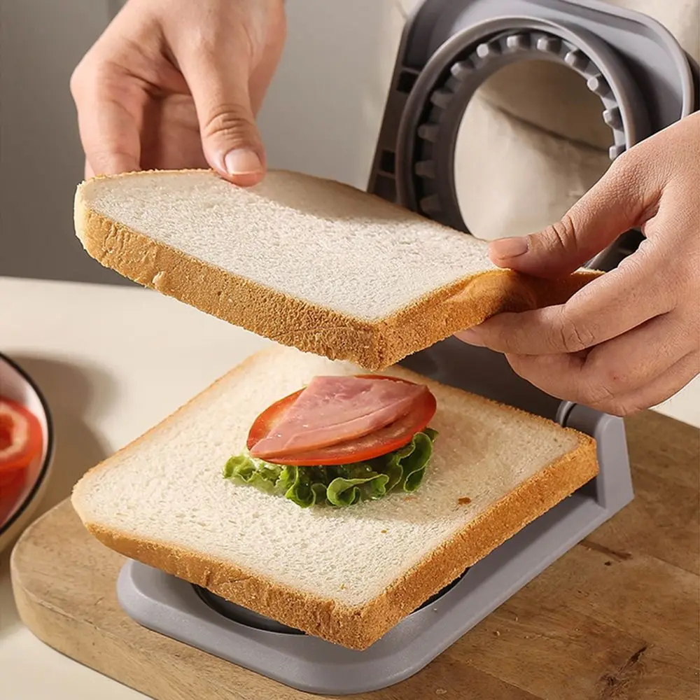 Stainless Steel Sandwich Cutter Round Shape Flip Design Sandwich Press Mold Non-Stick Leak-Proof Pocket Bread Mold Lunchbox
