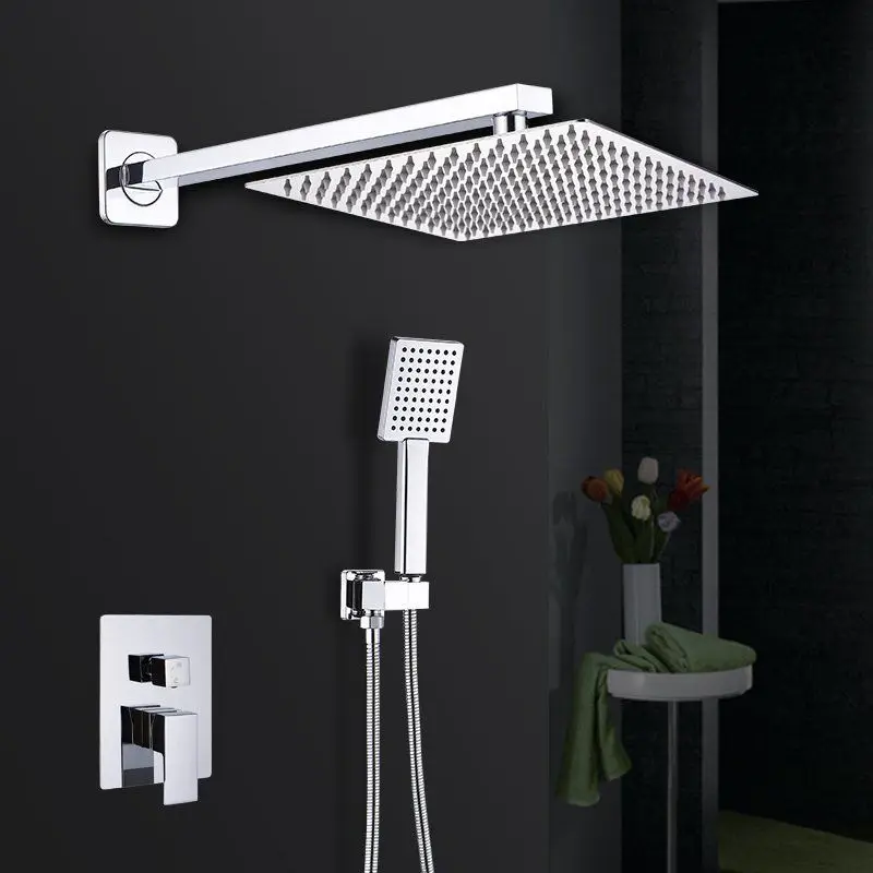 Full Copper Concealed Embedded Shower Set, Hidden Wall Mount Shower Mixer Valve Body for Household Bathroom