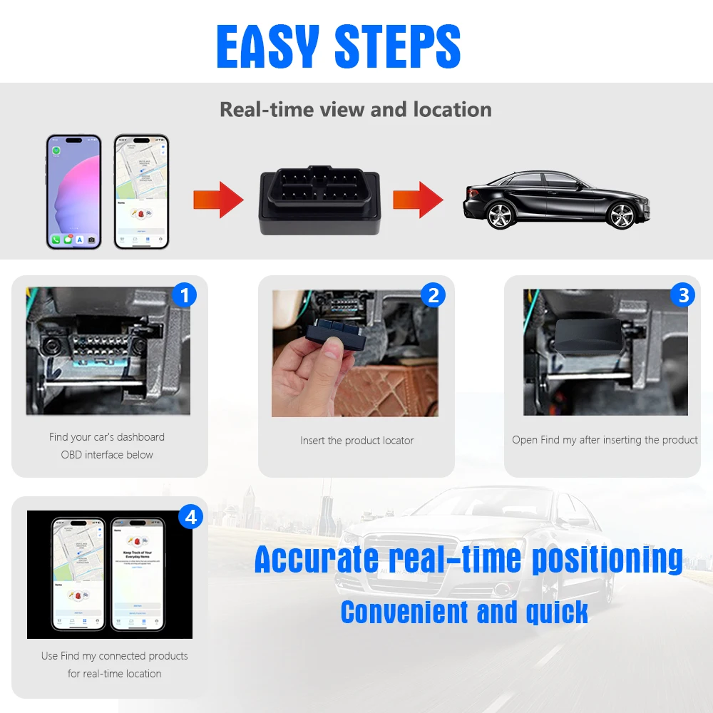 Mini GPS Tracker for Car OBD2 GPS Locator With Find My APP for Apple ITag OBD GPS Monitor Tracker Anti-lost Device Free App image 6