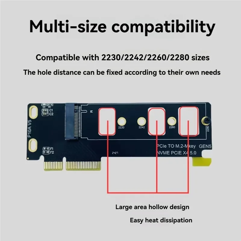 

Professional M.2 NVME SSD Adapter Card PCIE To M.2 Mkey NVME Adapter Card Pcie5.0 Expansion Card