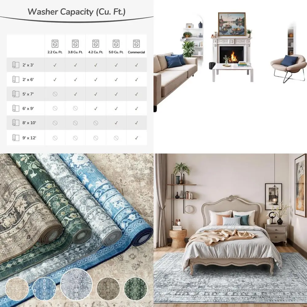 

Большие коврики для гостиной, моющиеся, нескользящие, с низким ворсом для спальни, столовой, винтажный серый/белый состаренный цветочный декор