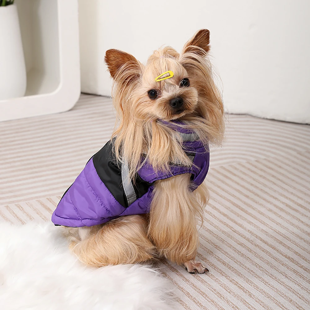 Hundemantel mit Geschirr, warme Winterkleidung für kleine und mittelgroße Hunde, wasserdichter Welpenmantel, Outfits für Chihuahua und Französische Bulldogge – Detail 15