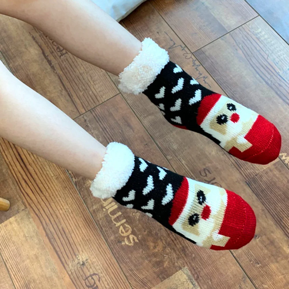 

2pcs Christmas Themed Thickened Floor For Warm Indoor Lamb Toddler Kids Warm Anti-Skid Socks For Kids Xmas Socks
