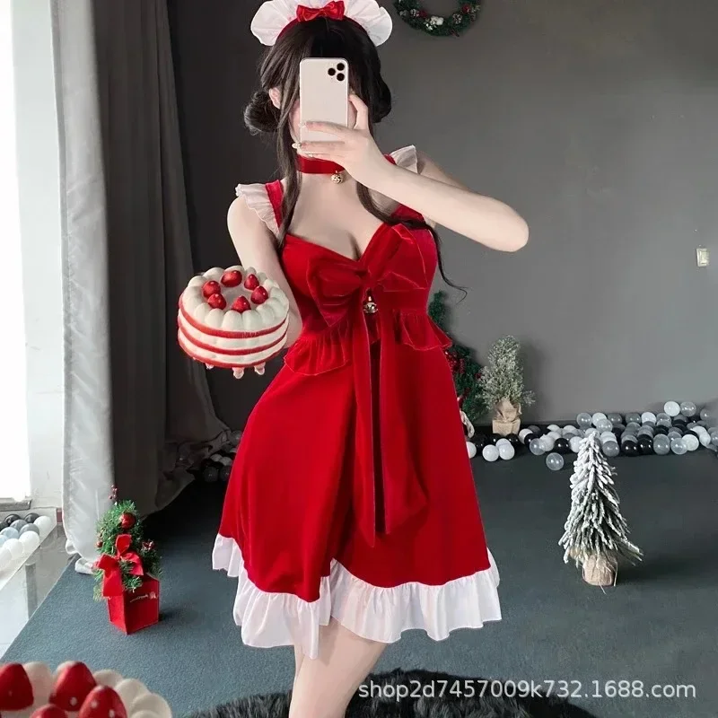 

2025 New Christmas Themed Party Costume Adult Women's Red Dress Female Santa Claus Costume Stage Show Performance Costume