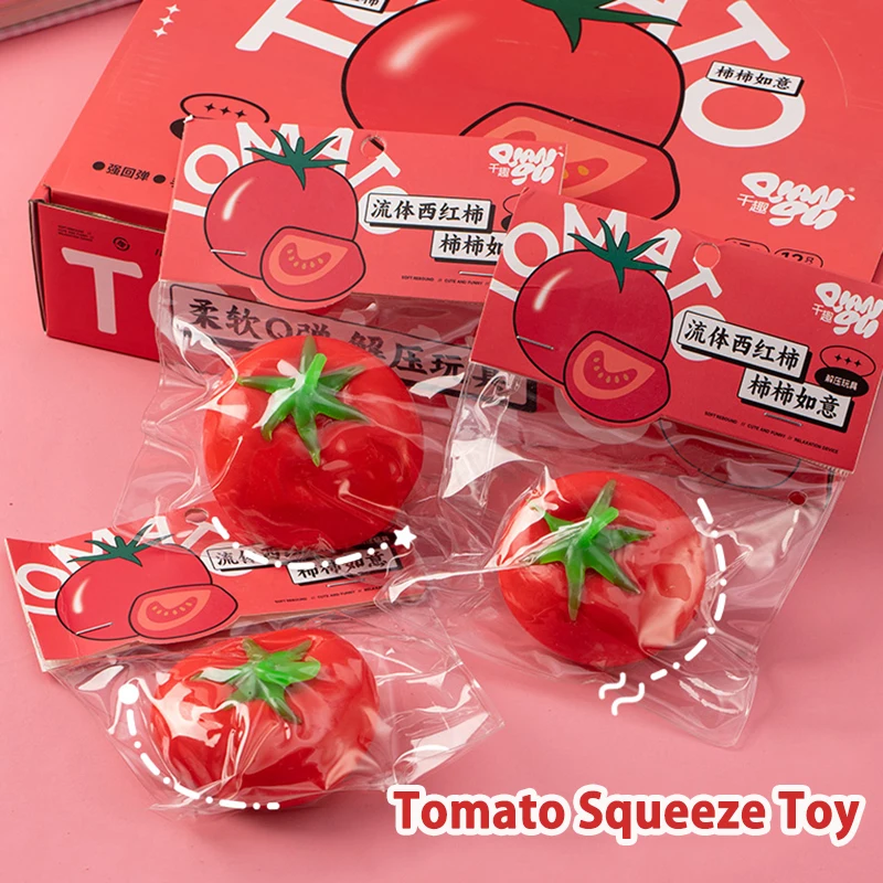 

Tomato Stress Ball Squeeze Toys Simulation Food Squishy Anti-Stress Toys Fluid Fruit Lemon Vent Pinch Toys Anxiety Relief Gift
