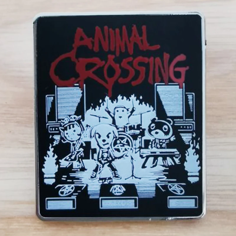 Animal crossing Rocking with my band enamel pin funny game badge jewelry accessories