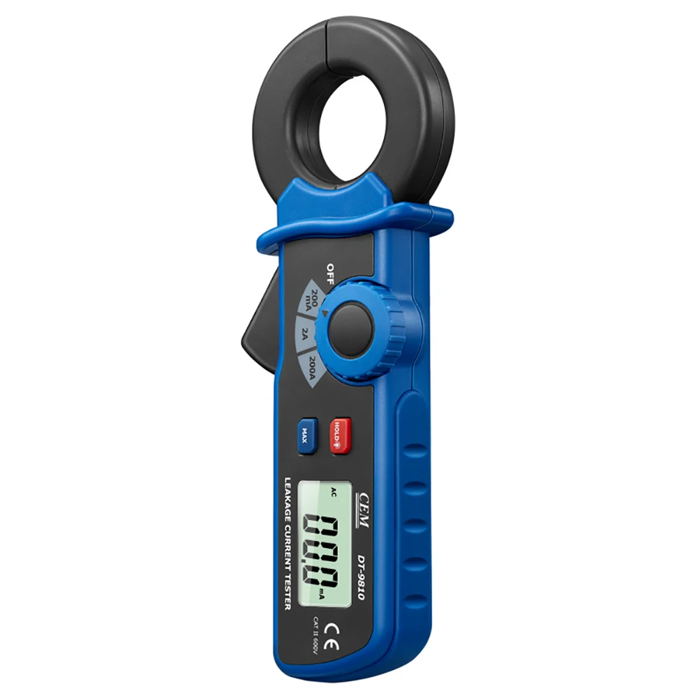 CEM DT-9810 Mini Digital Clamp Meter AC Leakage Current Tester 200A Range 1.2inch Jaw 9V Battery