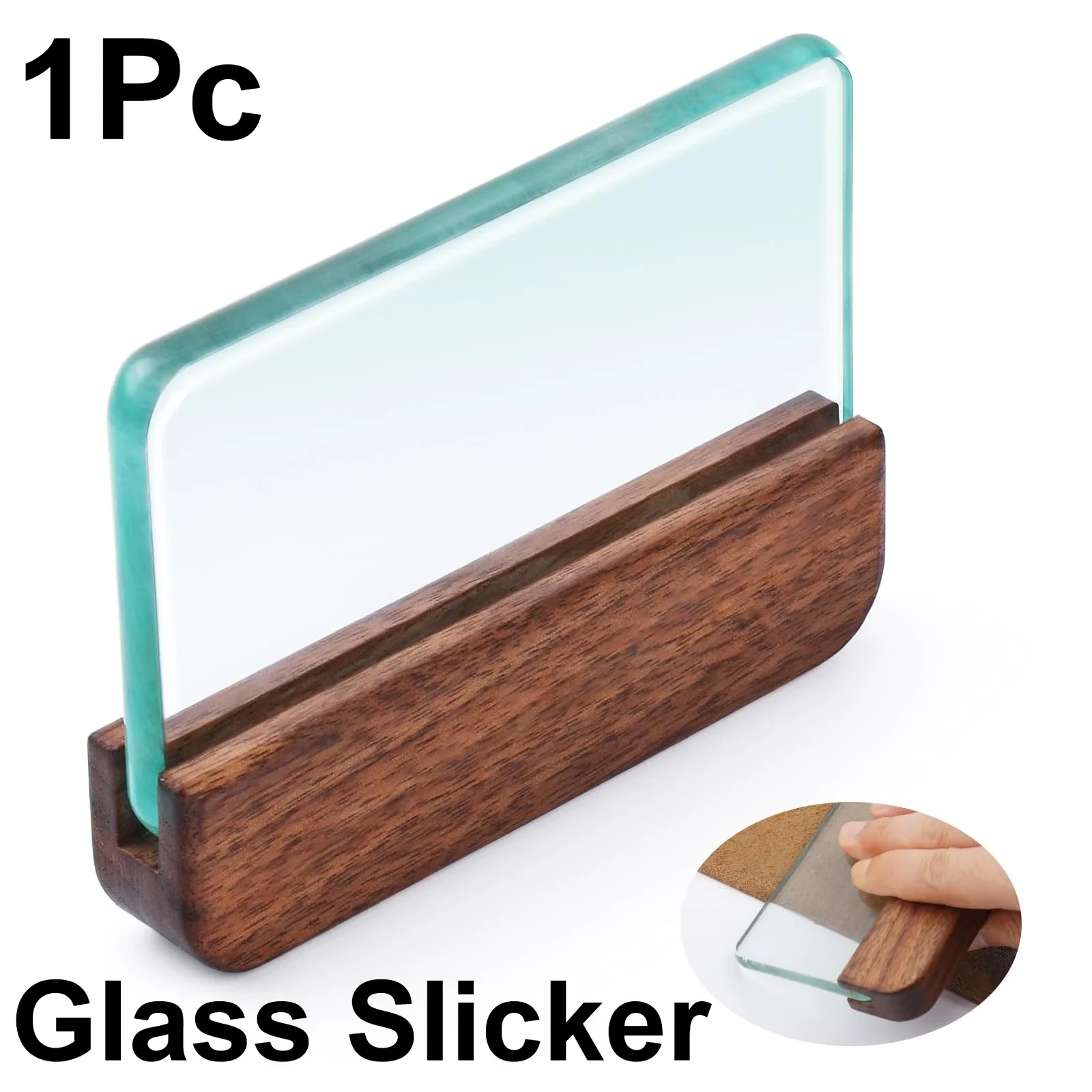 8mm Glass Slicker for Burnishing Leather with Walnut Handle, Glass Leather Edge Burnisher, Professional Block Smoothing Tool