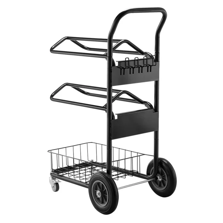 

Basket Custom Food Display Stand Powder Coating Large 2 Tier Rolling Saddle Rack Horse Equipment Storage Cart with Blanket