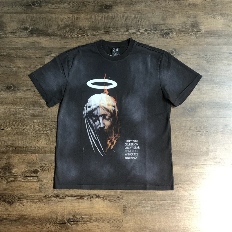 

SAINT OF MICHAEL 1:1, лучшее качество, модная уличная одежда, винтажная одежда, топы, свободная футболка большого размера, летняя повседневная футболка для мужчин