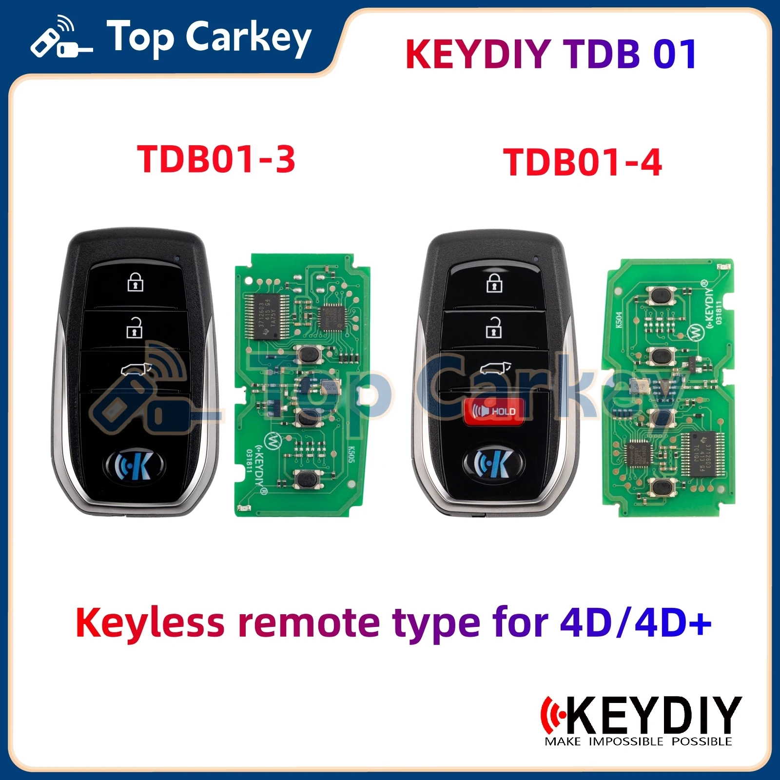 

KEYDIY KD TDB01-3 TDB01-4 Keyless Remote Key 4D Chip for TOY Camry Corolla RAV4 Land Cruiser Prado Tundra Highlander