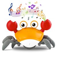 Crawling Crab Baby Toys with Music LED Light Up Musical Toys for Toddler Automatically Avoid Obstacles Interactive Toys for Kids