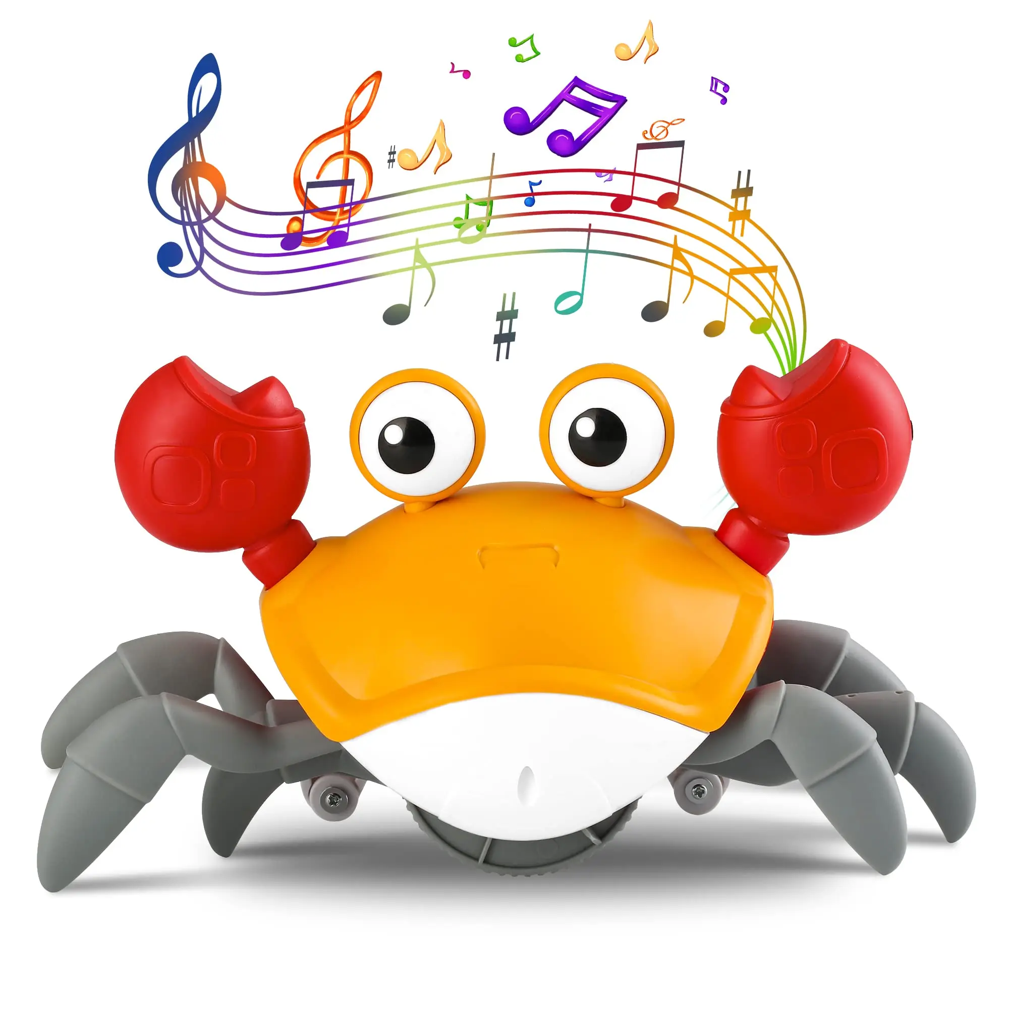 Crawling Crab Baby Toys with Music LED Light Up Musical Toys for Toddler Automatically Avoid Obstacles Interactive Toys for Kids