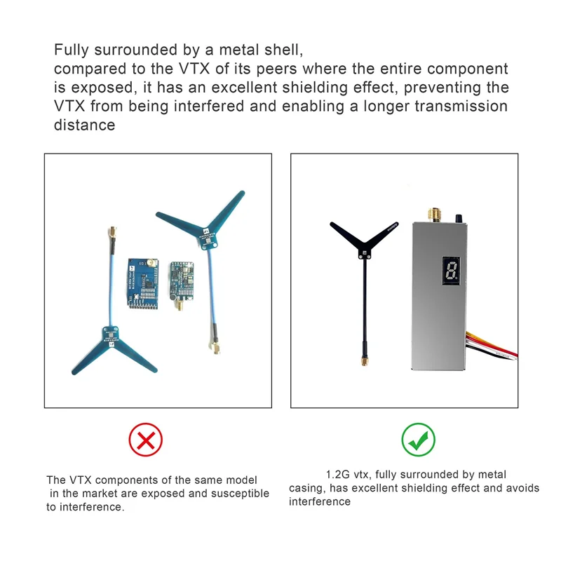 -A25M FPV 1.2G 1.3G 1.6W VTX Transmitter+12CH VRX Receiver+2Xantenna 8CH 0.1Mw/25Mw/800Mw/1600Mw VTX For Long Range FPV Drone