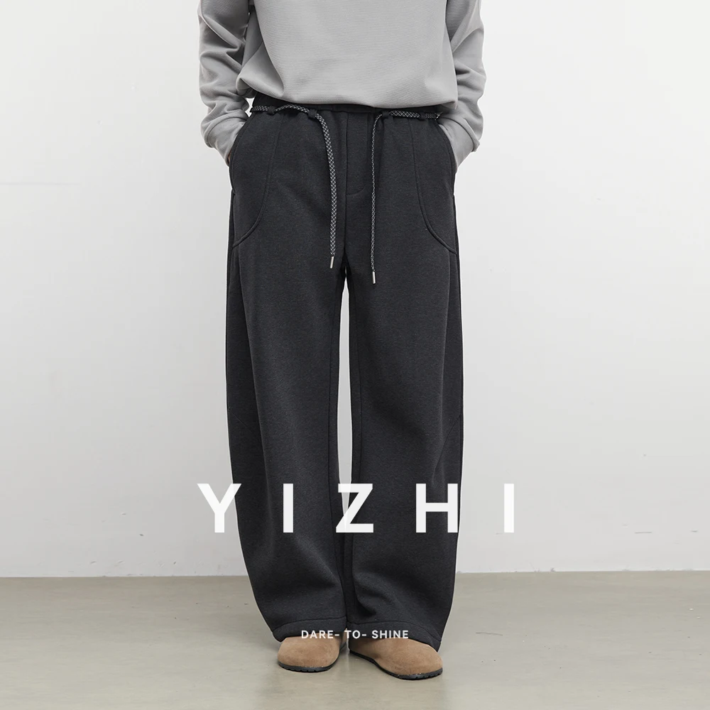 

Fashion Men 420g Heavyweight Fleece Lined Mousse Air Cotton Straight Leg Casual Pants 2025 Winter New Versatile Loose Sweatpants