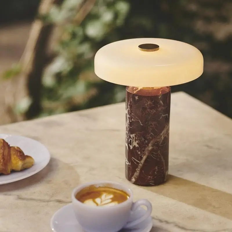 

Marble LED Desk Lamp Nordic Retro Table Lamp Bedroom Bedside Desk Accessories Lighting Light Portable Interior Supplies Lights