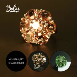 14ct Big Flower Zultanite Ring color changing created diaspore jewelry 925 sterling silver for women in party bolai jewelry