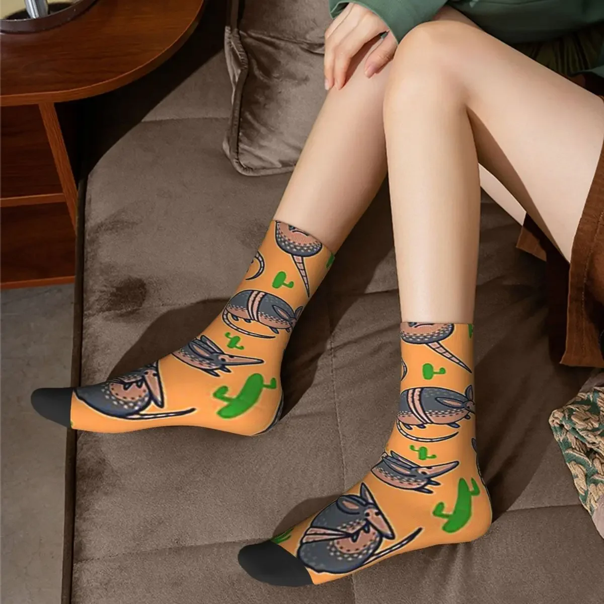 Calcetines largos con patrón de Armadillo para hombre y mujer, medias absorbentes de sudor Harajuku, accesorios para todas las estaciones, regalo de cumpleaños