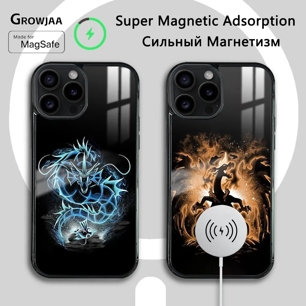 Cool Charizard Mewtwo Cartoon Phone Case For iPhone 16 15 14 13 12 11 Pro Max Plus Mini Magsafe Mirror Wireless Magnetic Cover